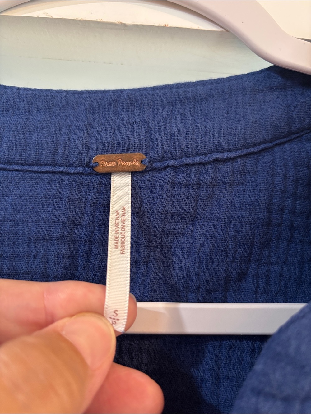 Free People Indigo Crinkle V-Neck Tunic - Picture 2 of 7